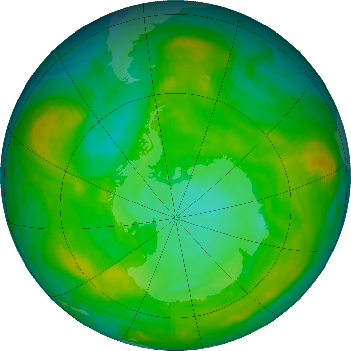 Antarctic ozone map for 01 January 1982